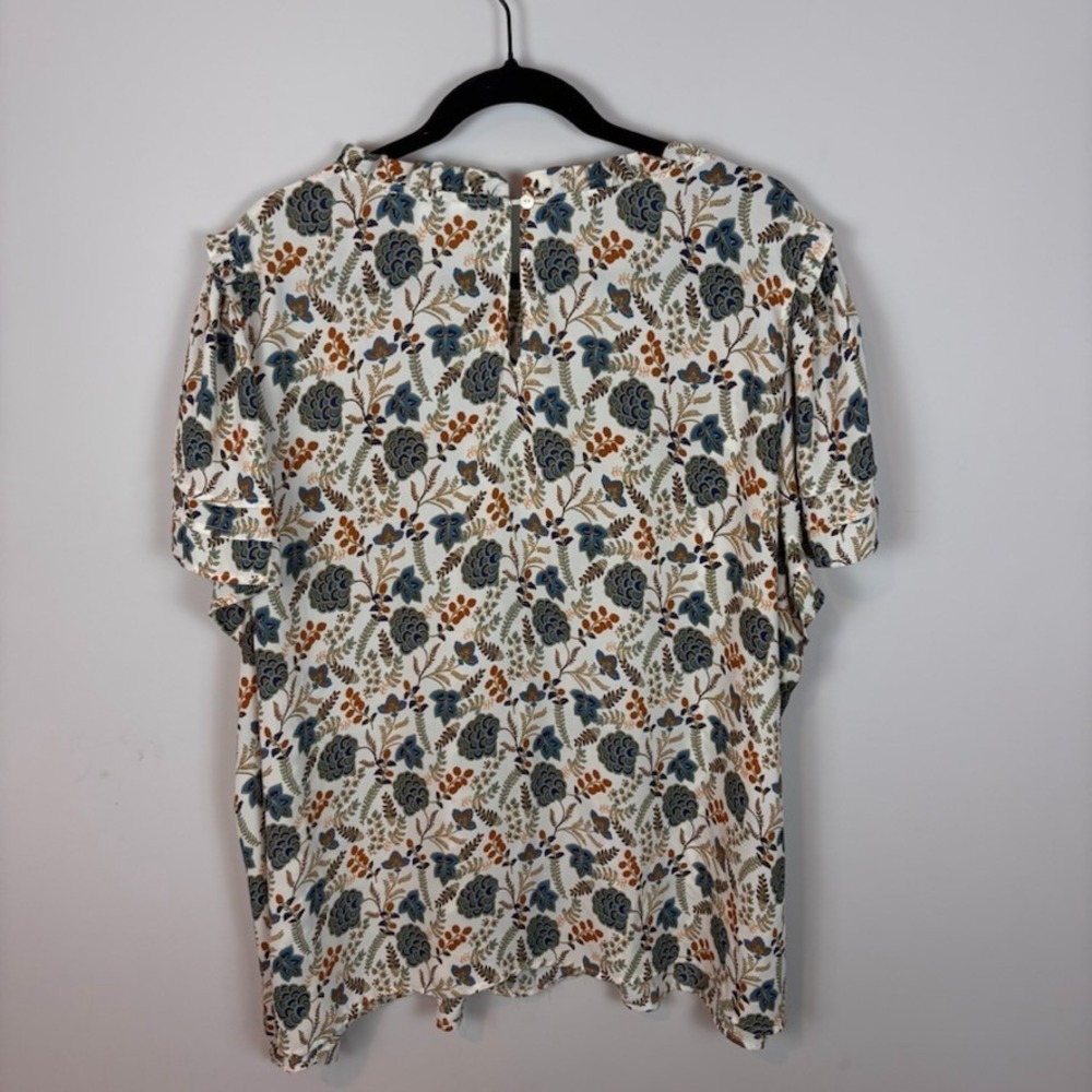 Rose & Olive Womens Lightweight Short Sleeve Floral Ruffle Hem Pleated Top 3X - Picture 8 of 11